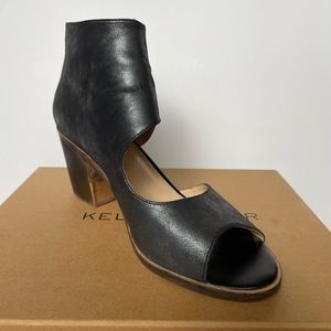 Black Metallic Leather Sandal Booties
